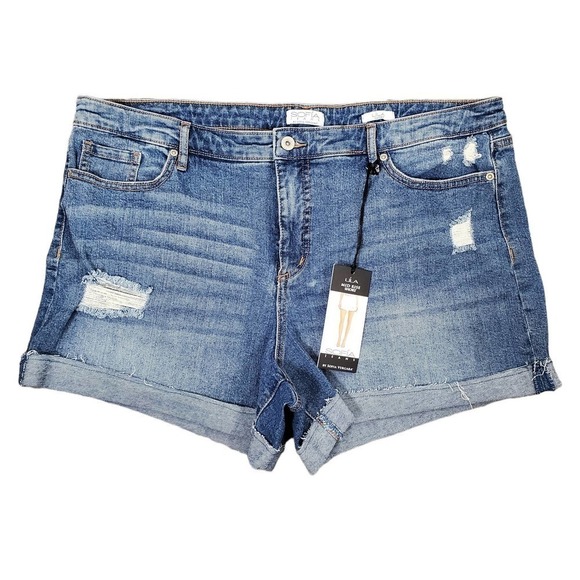 Sofia Jeans Women by Sofia Vergara Lila Mid-Rise Denim Medium Blue Jeans Short - Picture 1 of 10